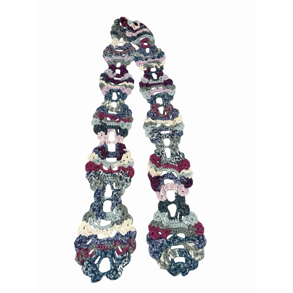 Handmade Crocheted Skull Scarf womens or girls length 72 inches